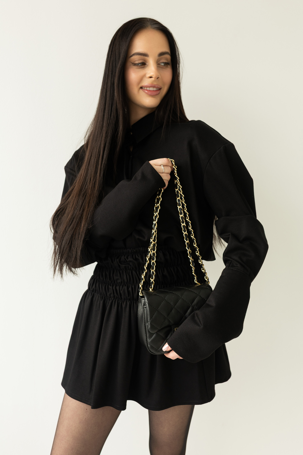 Komplet: koszula i spódniczka, w kolorze czarnym (rozmiar S) - obrazek 3