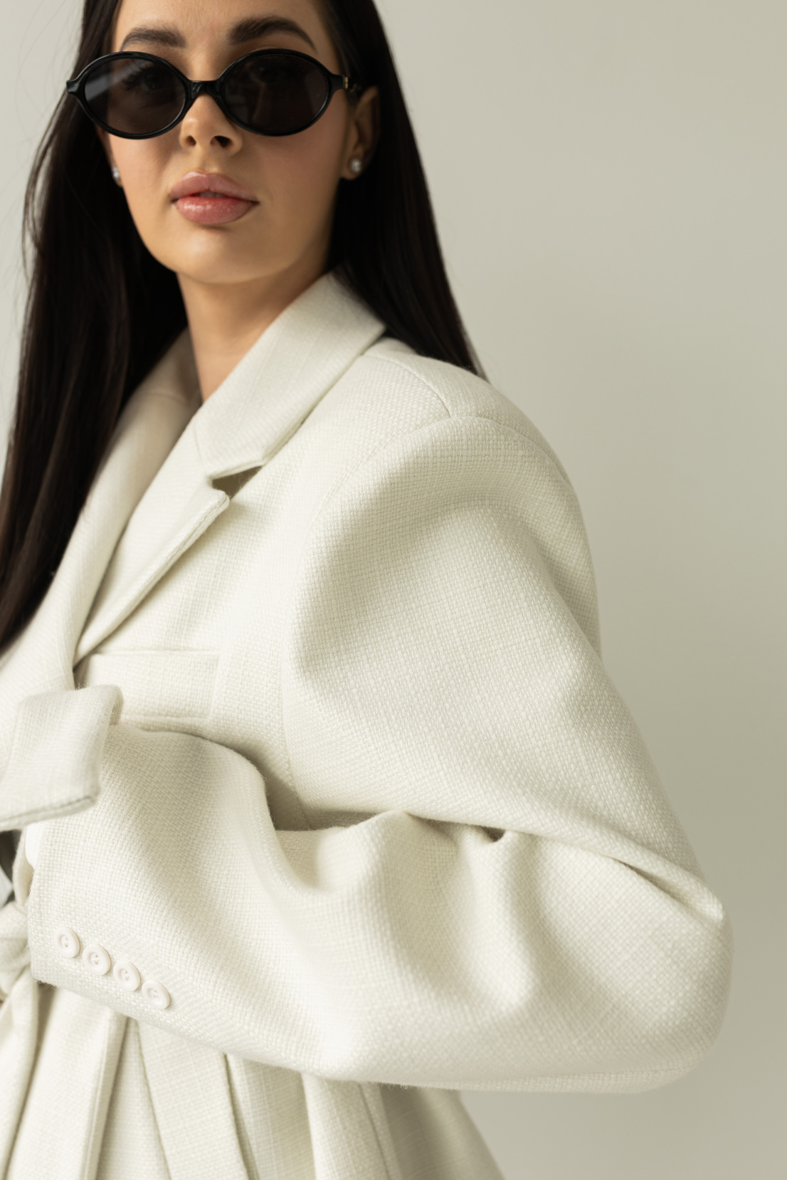 Wiązana marynarka w kolorze śmietankowym (rozmiar uniwersalny 34-40) - obrazek 6