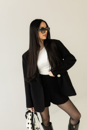 Czarny komplet Chanel marynarka + spodenki